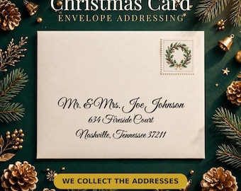 Christmas Card Envelope Addressing PDF with Free Address Collection. No Mail Merge Needed, 151-250 Households