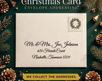 Christmas Card Envelope Addressing PDF with Free Address Collection. No Mail Merge Needed, Up to 150 Households