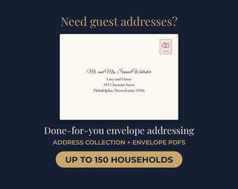 Wedding Envelope Addressing PDF with Free Address Collection — No Mail Merge Needed, Up to 150 Households