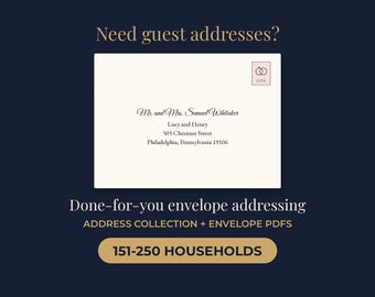 Wedding Envelope Addressing PDF with Free Address Collection — No Mail Merge Needed, 151-250 Households