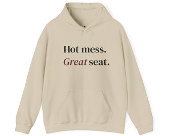 Funny Equestrian Sweatshirt, Hot Mess Seat Crew, Horse Lover Gift, Cozy Barn Riding Hoodie