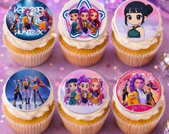 Cupcake Toppers, KPop Birthday Party Decorations, K-Pop Demon Hunters Printable 36 Cupcake Toppers, HUNTRIX Party Decor, Instant Download