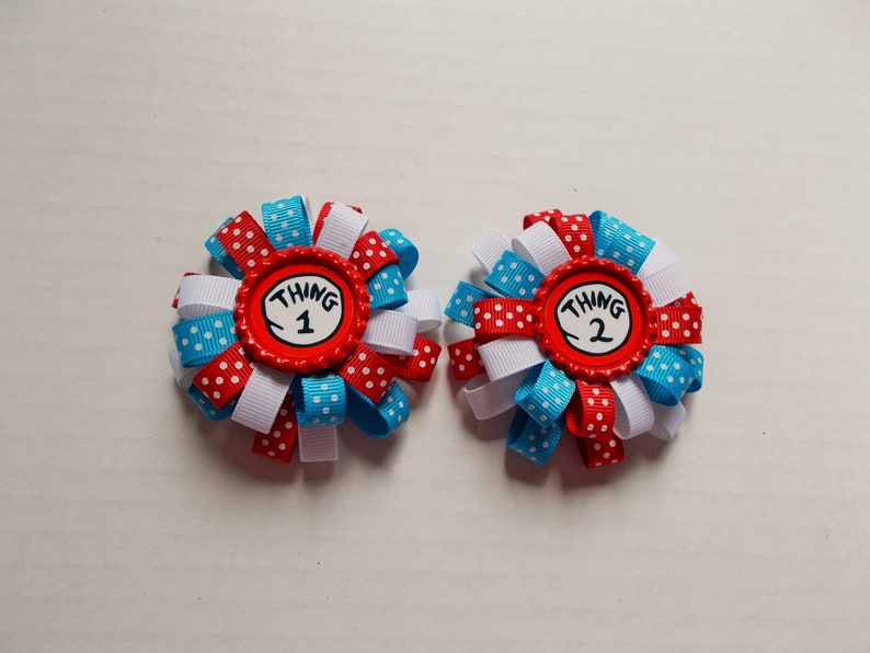 Suess Girls Loopy Flower Hair Bow Thing 1 and Thing 2 Dr