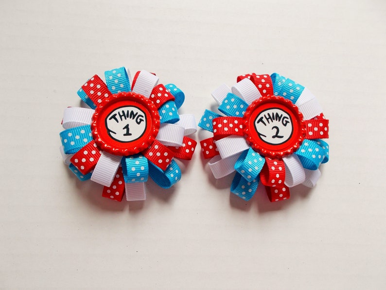 Suess Girls Loopy Flower Hair Bow Thing 1 and Thing 2 Dr