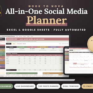 Automated Social Media Planner, Content Calendar, Analytics Tracker (Digital Download)
