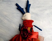 OOAK Doll with Horns / Cloth Doll with Horns / Fantasy Doll with Deer Horns Girl Doll/Handmade OOAK Doll/ Forest Doll/ Soft Doll