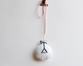 Fabric light bulb, Black and White with light pink  textile cable, Stuffed toys.Made to order.