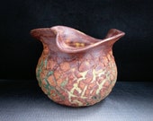 ChingWenArts Stoneware Money Sack Vase Pot, planter,with drain hole, E629