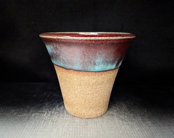 Chingwenarts #E1668  5"w× 4.5"H  handmade  stoneware planter with drain hole