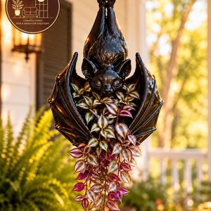 Bat Hanging Planter - Gothic Home Decor - Spooky Succulent Pot - Dark Academia Garden Aesthetic
