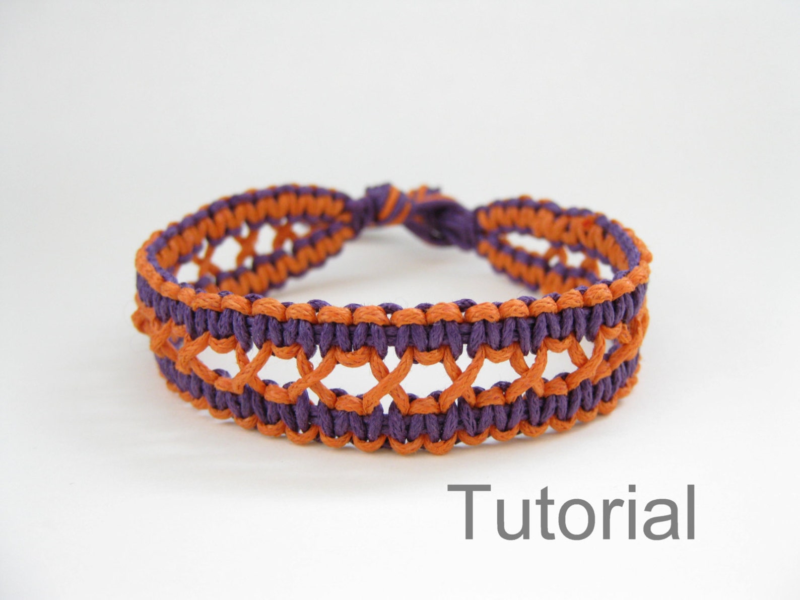 Knotted Bracelet Pattern Macrame Tutorial Pdf Purple Orange Etsy