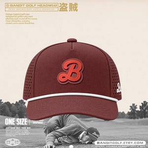 Burgundy Rope Golf Cap – Retro Bandit B Embroidered Snapback Hat