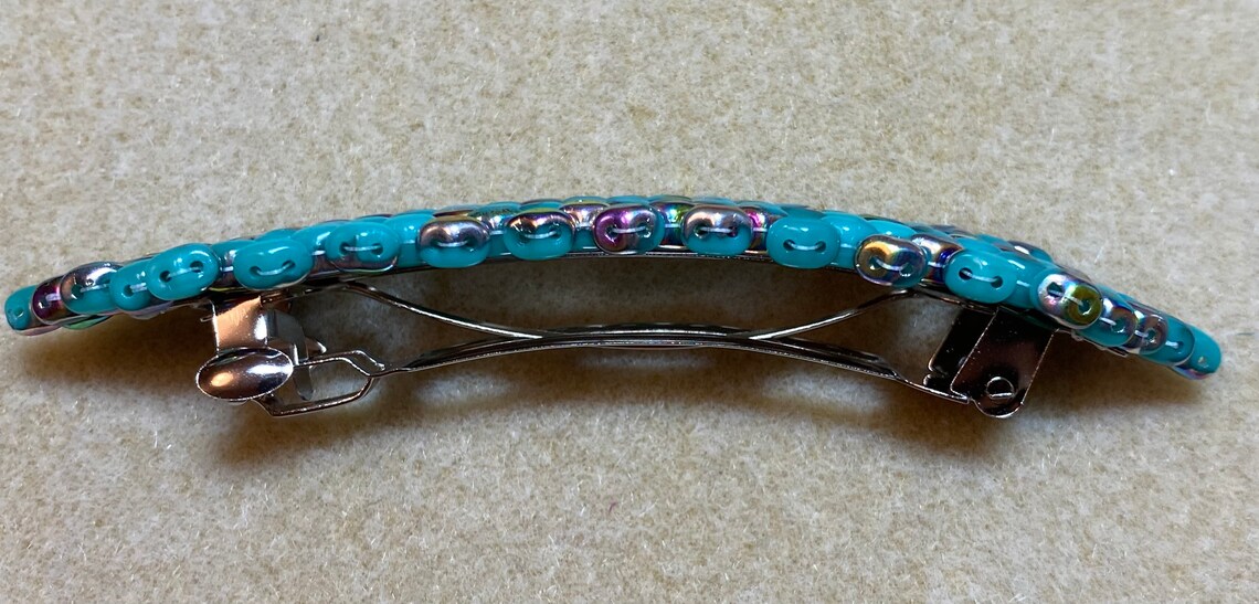 Beaded Hair Clip Barrette Turquoise Etsy
