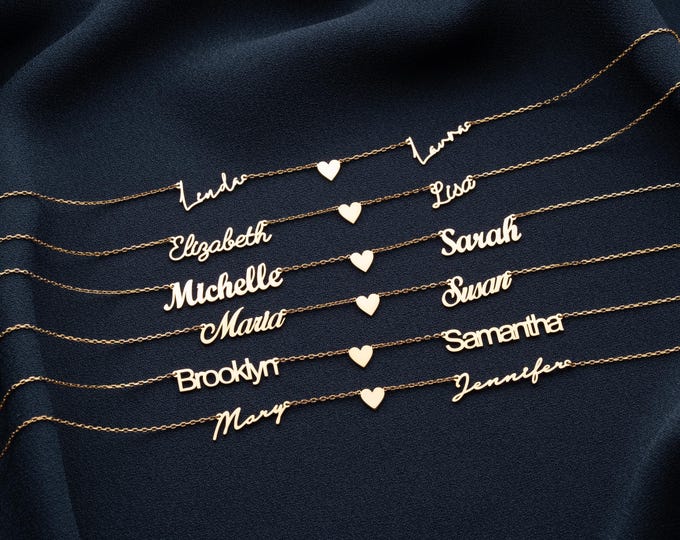 Personalized Name Necklace with Two Names And Heart, Custom Jewelry