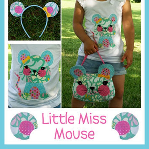 ON SALE | Little Miss Mouse Bag, Headband, Applique Pattern | Melanie Mc Neice of Melly & Me MM085 | Little Girl Accessories