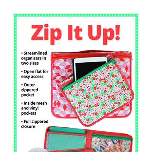Zip It Up Pattern | By Annie PBA252 | 2 Sizes | Organizer | Tablet Holder | Craft Supply Organizer | Travel Bag