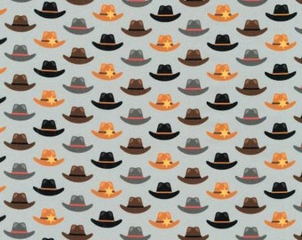 Cowboy Hats in Gray | Coyote Cowboy by Andie Hanna | Robert Kaufman Fabrics AHED1854512 | 100% Cotton Quilting Fabric | Yardage