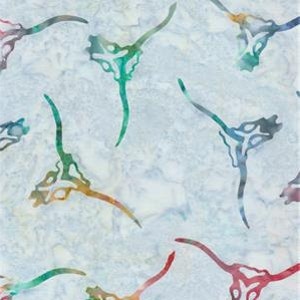 Longhorn Skulls in Pale Blue | On The Ranch by Batik Textiles 5312 | Cotton Fabric | Western Print | Desert | Fat Quarters | Yardage