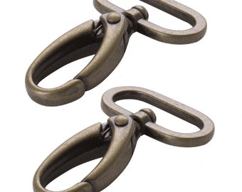 Swivel Hook 1in Set of Two | By Annie | Purse Hardware | Notions | Bag Making | 3 Finishes | Antique Brass | Black Metal | Nickel