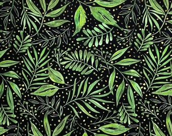 Breezy Botanical in Black | Moody Bloom by Create Joy Project for Moda Fabrics 8445-12D | Cotton Fabric | Foliage | Fat Quarters | Yardage