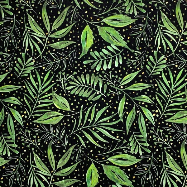 Breezy Botanical in Black | Moody Bloom by Create Joy Project for Moda Fabrics 8445-12D | Cotton Fabric | Foliage | Fat Quarters | Yardage