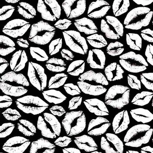 Glow in the Dark Lips and Kiss |  Timeless Treasures CG8536 | 100% Cotton Quilting Fabric | Novelty Fabric | Yardage