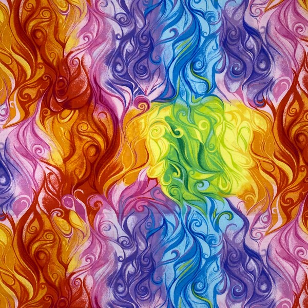 Rainbow Pretty Swirls | Rainbow Blossom Chong-A Hwang | Timeless Treasures C7934 | 100% Cotton Quilting Fabric