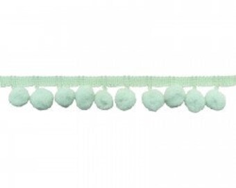 25mm Pom Pom Fringe in Mint Green | 3 Yard Bundle | Galaxy Notions GANFKP850215-530 | 100% Polyester | Quilting, Apparel, Home Decor