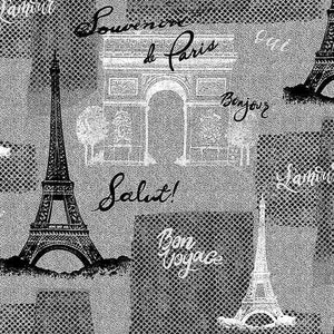 Paris Motifs in Gray | Bonjour Collection Timeless Treasures C8686 | 100% Cotton Quilting Fabric | Novelty | Fat Quarters | Yardage