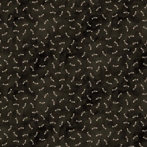 Tossed Fishbones in Black | Marcel by Cecile Metzger | FIGO Fabrics 90292-99 | Cotton Fabric | Cat Lover Obsessed | Yardage