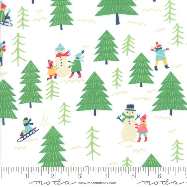 Snow Fun in Snowflake | Snow Day by Stacy Iest Hsu | Moda Fabrics 20631-11 | Quilting Fabric | Winter Scene | Christmas Fabric