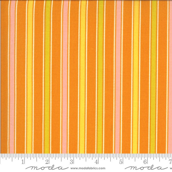 Tick Tock Stripe Cheddar Orange | A Blooming Bunch by Maureen McCormick | Moda Fabrics 40045-13 | 100% Cotton Quilting Fabric | Stripe Print