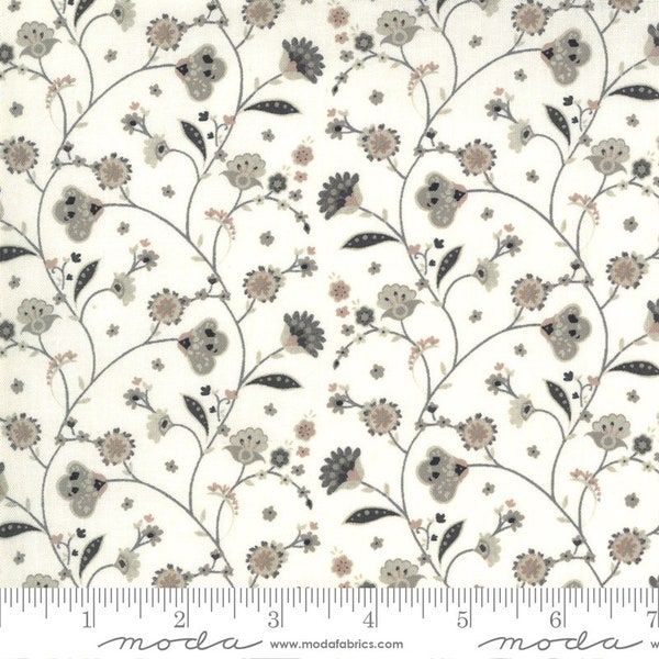 Boudoir Salon Vine in Cloud Dancer | BasicGrey for Moda Fabrics 30651-15 | 100% Cotton Quilting Fabric | Floral | Fat Quarters | Yardage