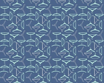 Hangers in Denim Blue | Vintage Happy 2 by Lori Holt | Riley Blake Designs C9142 | 100% Cotton Fabric | Novelty | Yardage