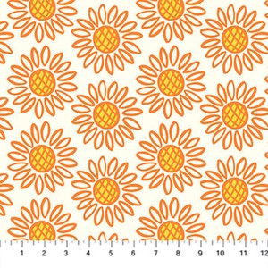 Sunny Sunflowers Floral on White Quilting Fabric - 100% Cotton Fabric -  Merchlet