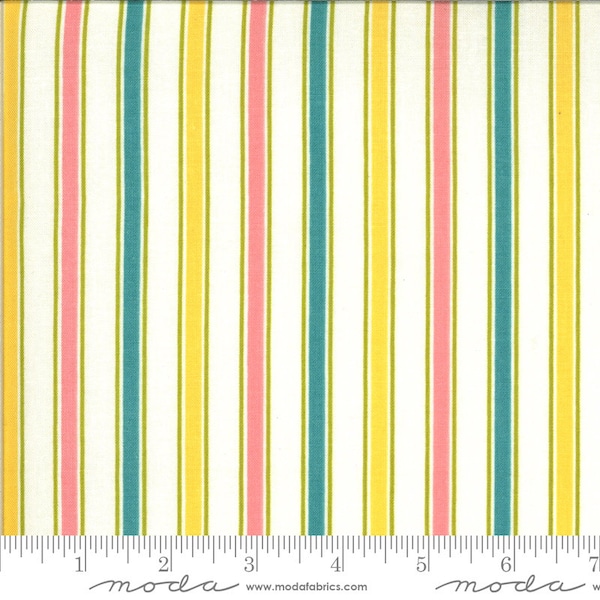 Tick Tock Stripe in Cloud | Blooming Bunch by Maureen McCormick | Moda Fabrics 40045-11 | Cotton | Striped Fabric Fat Quarters | Yardage