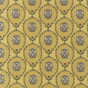 Damaststof in oker | Ganzenveer van Valori Wells | Robert Kaufman-stoffen | Quiltkatoen | Geel en grijs | op maat gesneden