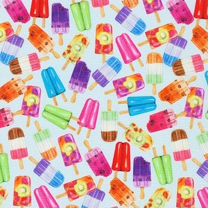 Sweet Tooth Tossed Popsicles Blue | Mary Lake Thompson for Robert Kaufman AMKD-19828-77 | 100% Cotton | Novelty | Fat Quarters | Yardage