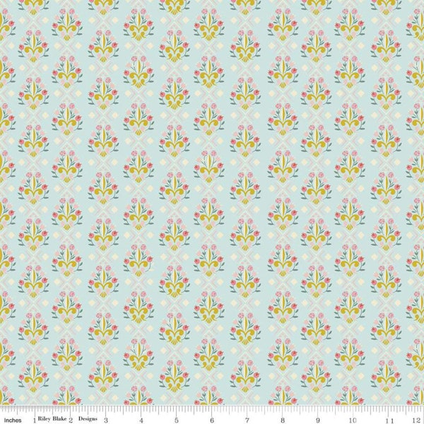 Fleur De Lis in Light Blue | Beauty and the Beast by Jill Howarth | Riley Blake Designs C9535 | 100% Cotton Fabric | Fat Quarters | Yardage