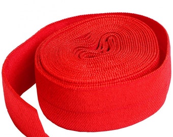 Atomic Red Fold Over Elastic 3/4 Inch x 2 Yards | By Annie SUP211-2-ATM | 1 Roll | Pre Packaged | Polyester Spandex