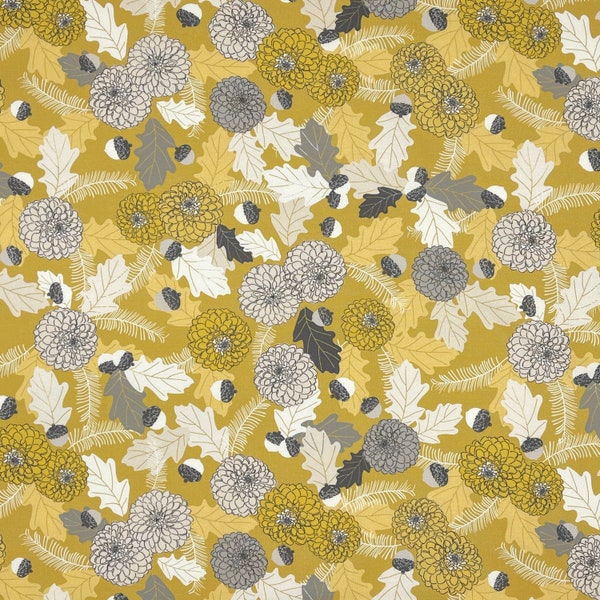 Forest Flora in Golden Yellow | Through the Woods by Sweetfire Road | Moda Fabrics 43111-13 | 100% Cotton Fabric | Fat Quarters | Yardage