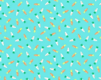 Carrots in Sky Blue | Farm Friends by Whistler Studios | Windham Fabrics 52614-7 | 100% Cotton Fabric | Vegetables | Fat Quarters | Yardage