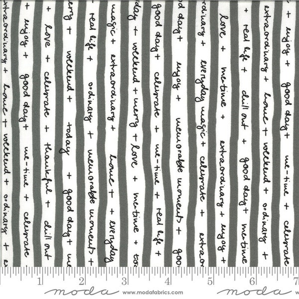 Quotes in Graphite Gray | Quotation by Zen Chic | Moda Fabrics 1732-12 | 100% Cotton Fabric | Striped Fabric | Fat Quarters | Yardage