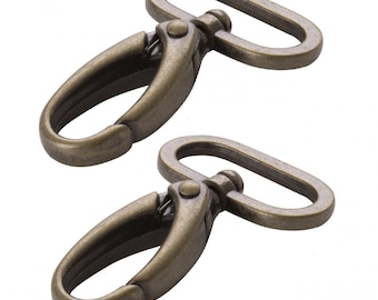 Swivel Hook 1-1/2in Set of Two | By Annie | Purse Hardware | Notions | Bag Making | 3 Options | Antique Brass | Black Metal | Nickel