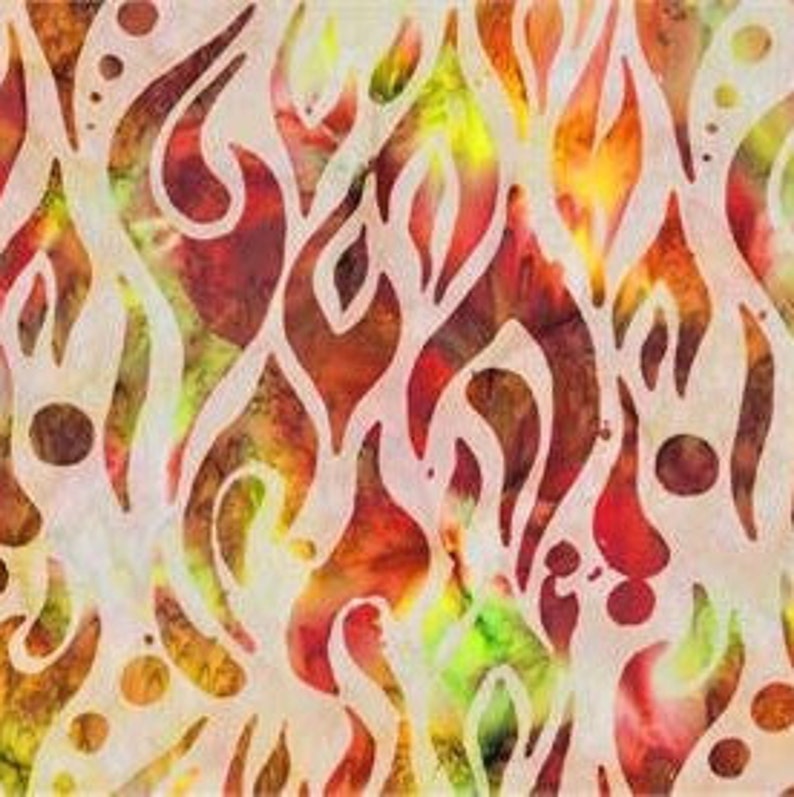 Flames on Cream | Earth, Wind & Fire | Batik Textiles 4916 | Cotton ...