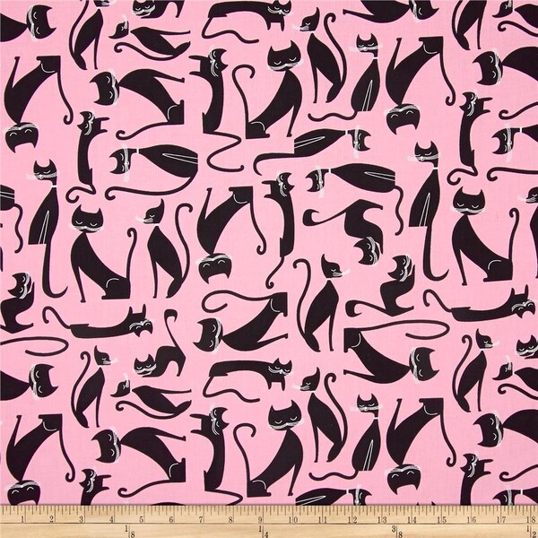 Funky Cats in Pink | Whiskers & Tails by Robin Zingone Funky | Robert Kaufman Fabrics ARZ13910-10 | Quilting Fabric