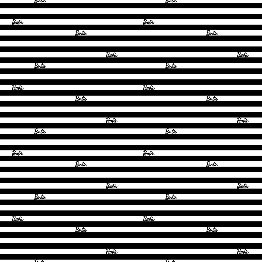Barbie Stripes in Black, White Barbie for Riley Blake Designs