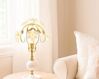 Murano Flower Table Lamp: Handmade Glass, Brass Decor, 1960s Bohemian Lighting