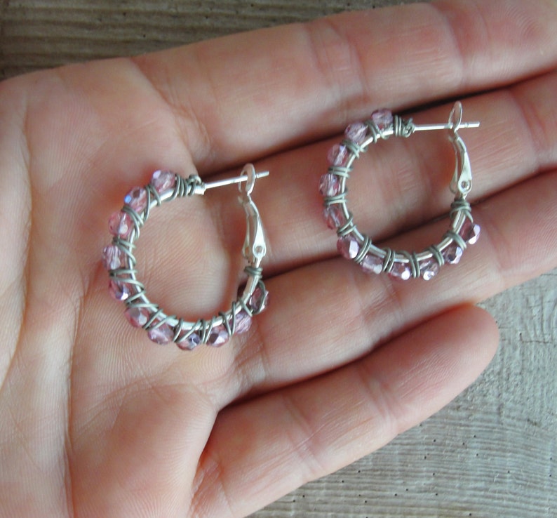 Crystal Hoop Earrings Wire wrapped Czech Crystals image 2
