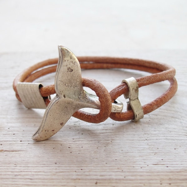 Walendstück Armband - nautischen Armband Strand Schmuck Leder und Metall